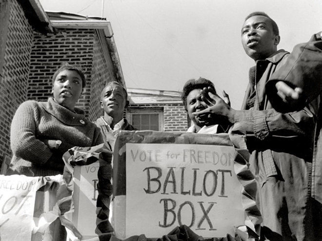 #BLACKVOTESMATTER: A 1963 “mock” election in Greenwood, Miss., expresses blacks’ desire to vote. - Matt Herron, This Light of Ours