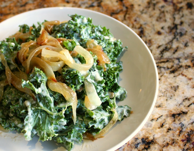 POTLUCK FAVORITE: Using kale instead of spinach is a fresh take on traditional creamed spinach. - Katie Machol Simon