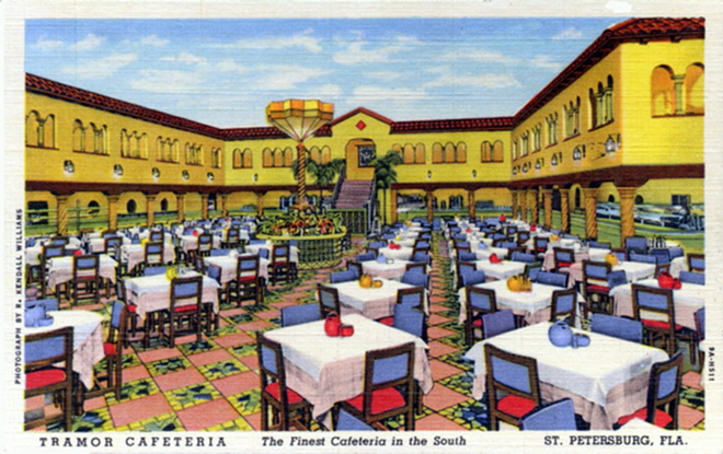 A depiction of the historic food spot at 123 Fourth St. S. that reads, "Tramor Cafeteria, the finest cafeteria in the South." - R. Kendall Williams via State Archives of Florida