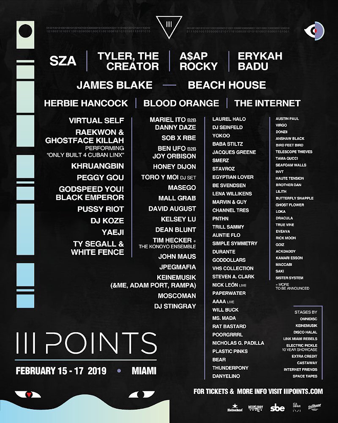 iii Points 2019 lineup brings SZA, Erykah Badu, A$ap Rocky, Tyler the Creator and more to Miami