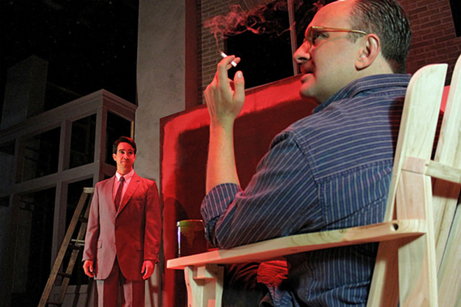 "I THINK I SEE A TONY VOTER IN THE BALCONY." Andrew Joseph Perez and Gregg Weiner in AmStage's Red. - Chad Jacobs