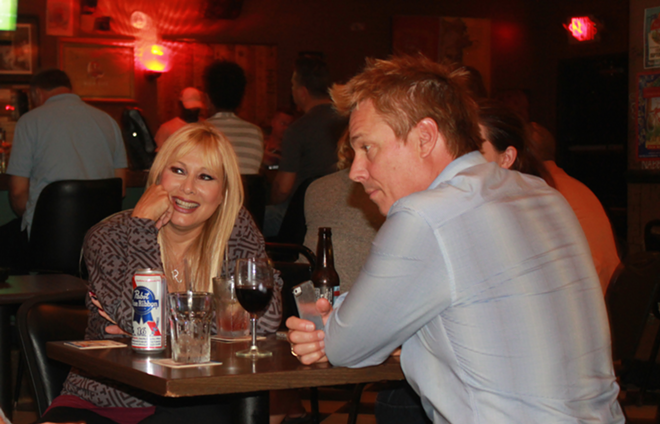 DRINKING BUDDIES: Shear and Kaelin share a table at the Hub. - Erika Flaskamp