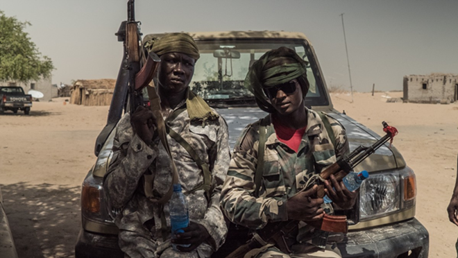Chadian troops at a makeshift military base in the Lake Chad region, ready to fight against Boko Haram fighters in season four of Vice. - Courtesy of HBO