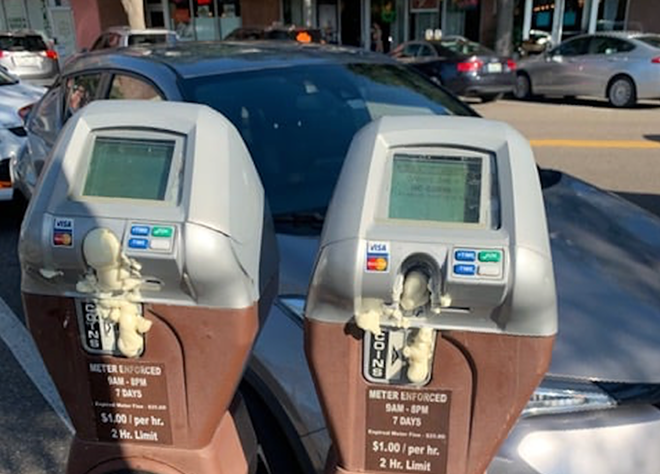 Some maniac is filling St.Pete’s parking meters with foam sealant