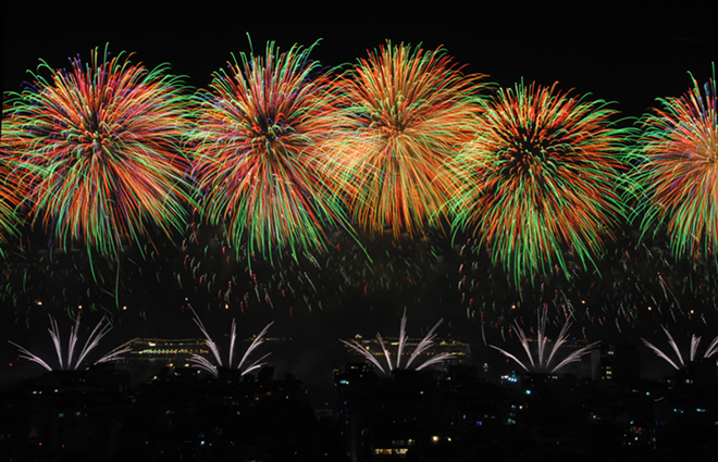 New Year's Eve fireworks at the Copacabana. - Leandro Neumann Ciuffo, via Wikimedia Commons