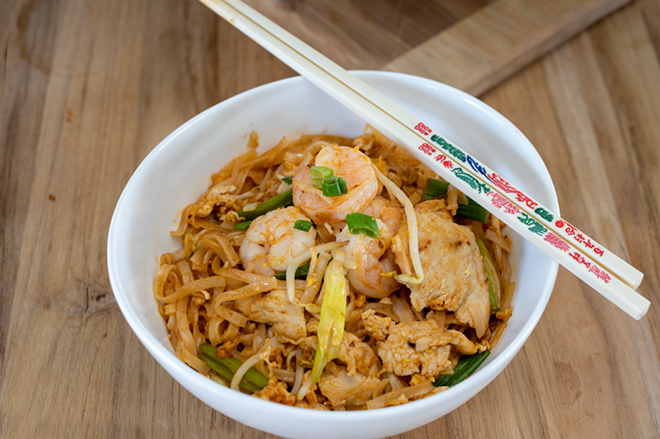 Royal Palace Asian Express' chicken and shrimp pad Thai is standard and satisfying. - CHIP WEINER
