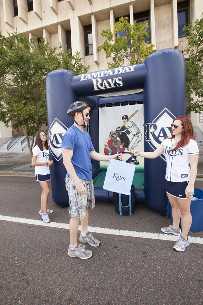 The Rays' interactive pitching mound. Cyclovia Tampa 2015. - Nicole Abbett