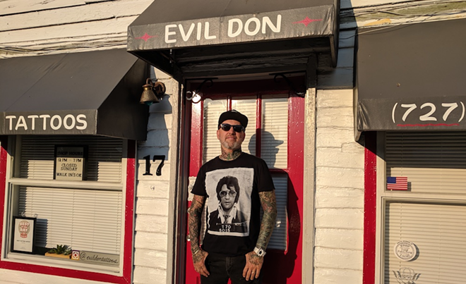 Tattoo artist "Evil Don" Seneker at his new Grand Central District digs. - Scott Harrell