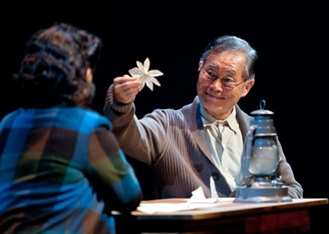 BLOSSOMING MEMORIES: George Takei as Ojii-san in the world premiere of Allegiance — A New American Musical. - Henry DiRocco