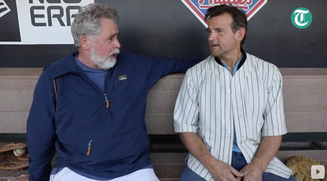 Martin Fennelly (L) interviewing ‘Field of Dreams’ actor Dwier Brown. - Tampa Bay Times/YouTube