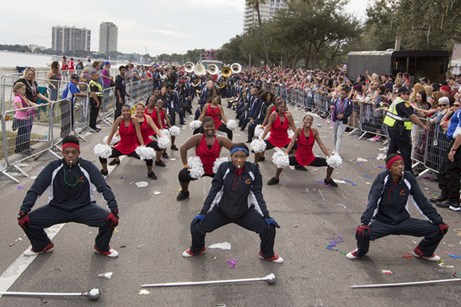 Dancers from  Tampa Bay Tech Titan Band perform. - Chip Weiner