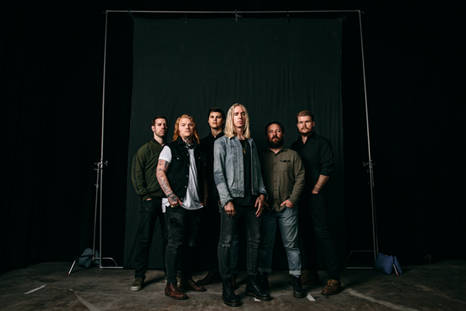 FAMILY BAND: Spencer Chamberlain (third from left) and Underoath, which plays Yuengling Center in Tampa, Florida on December 14, 2018. - Press Handout