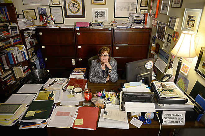 OFFICE HOURS: McLaughlan at her desk at the USF St. Petersburg. - Kevin Tighe