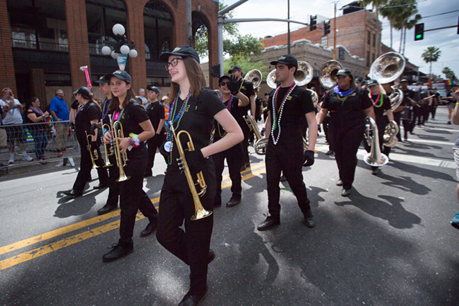 Plant High School Marching Panthers, the first high school marching band to ever play in the Tampa Pride Parade, were a big hit. - Chip Weiner