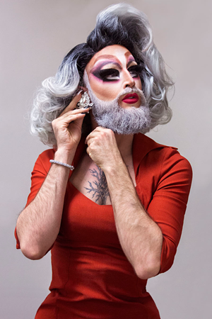 Tampa photographer Marsha Kemp, displays a sequence of photos showing the transformation of Iberian Rooster drag queen Adriana Sparkle from a bearded man into a glamorous woman. - MARSHA KEMP