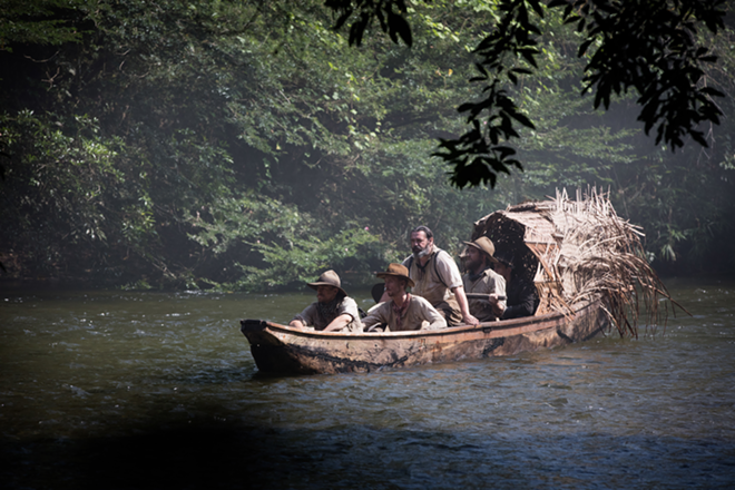 L to R: Charlie Hunnam as Percy Fawcett, Edward Ashley as Arthur Manley, Angus Macfadyen as James Murray, and Robert Pattison as Henry Costin in 'The Lost City of Z' - Aldan Monaghan/Amazon Studios & Bleecker Street