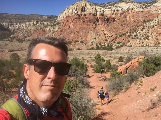 Here, in New Mexico, I demonstrate the distance at which you can't hear whether your kids are arguing, which is affected by elevation, terrain, humidity and temperature. - Jon Kile