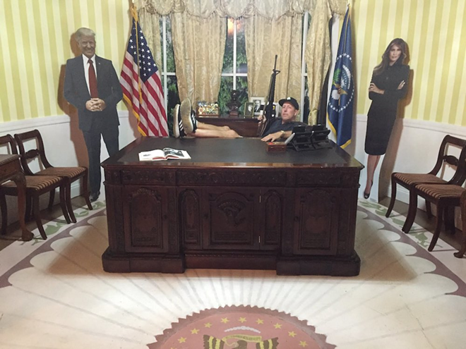 The view from Conservative Grounds' Oval Office replica in Largo, Florida. - therightcoffee/Twitter