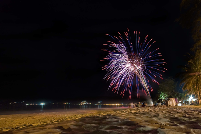 Fireworks on Patong beach - Rene Ehrhardt, via Wikimedia Commons/CC