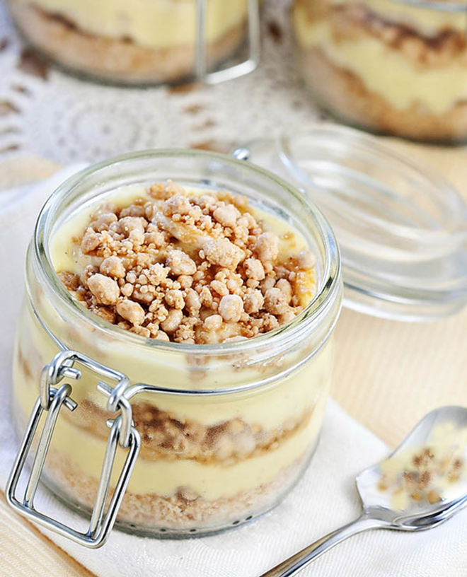 All of the components of a classic pie layered in self-contained, single-serving jars. - Susan Filson