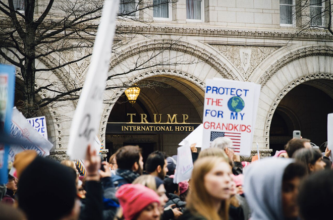The march leads to DC's Trump International Hotel. - Anthony Martino
