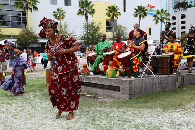African dancers and drummers at Gasparilla Music Festival 2015 - Drunk Camera Guy