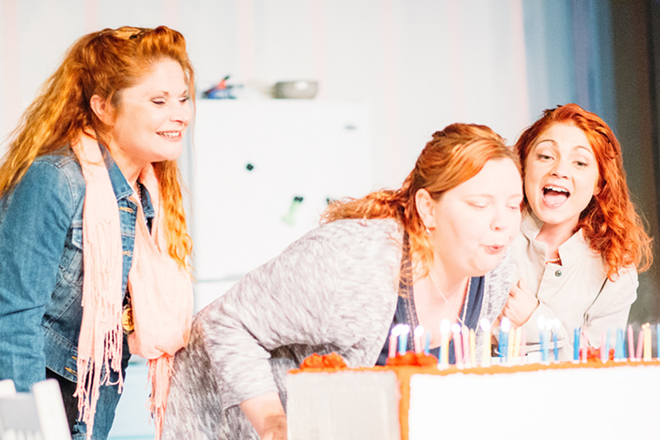 SIBLING REVELRY: The Magrath sisters, from left, are played by Katrina Stevenson (Meg), Christen Petitt Hailey (Lenny) and Katie Castonguay (Babe).  - Crawford Long