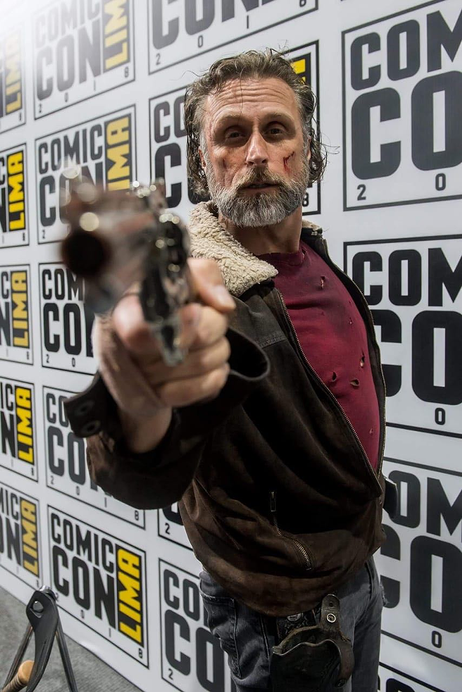 You talking to me? Melbourne cosplayer Cecil 'Grimes' Garner has been appearing at conventions all over the world as Sheriff Rick Grimes since 2015. - Cecil Garner
