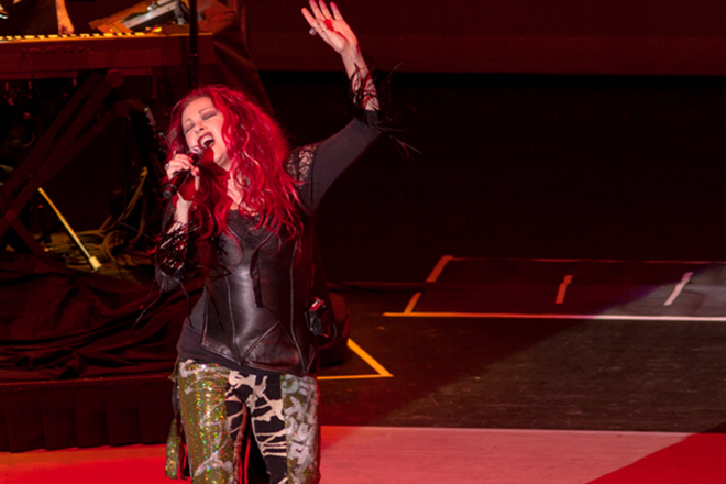 Cyndi Lauper howls it out at Ruth Eckerd Hall, Clearwater, on Fri., Nov. 8, 2013. - Tracy May