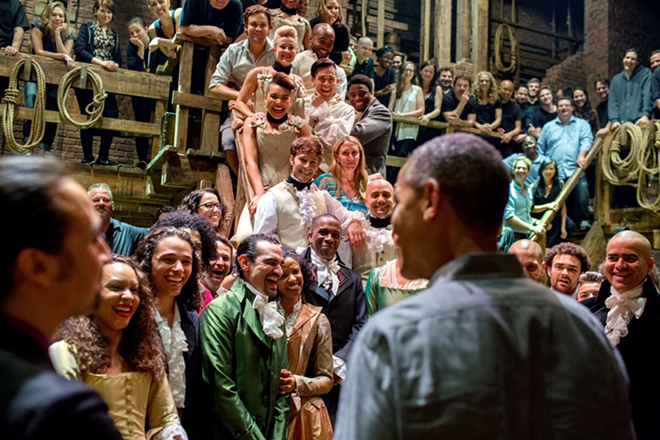 PIECE DE RESISTANCE: The cast of Hamilton greets President Obama. Their message for the Trump administration was not quite the same. - Wikimedia Commons