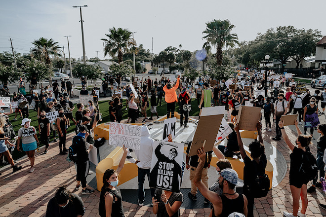 Protesters in Ybor City, Florida on June 8, 2020. - Javier Ortiz