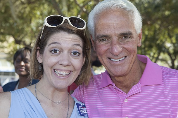 Jennifer Webb, Democratic candidate for State House District 69, and former Governor Charlie Crist, who's running for Congress. - Kimberly DeFalco