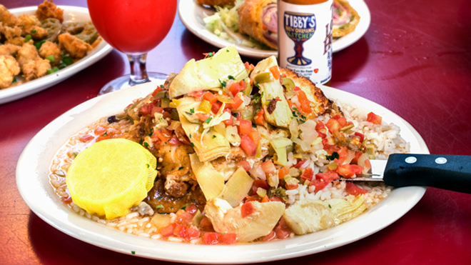 At Tibby's, Chicken Pontchartrain (named for the brackish estuary north of NOLA) is a huge portion. - Chip Weiner