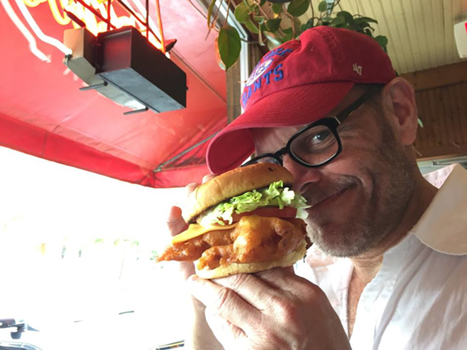The Food Network star tried the grouper sandwich, seafood gumbo and smoked fish spread from Frenchy's, too. - Alton Brown via Facebook