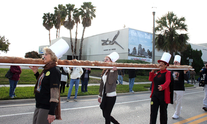 A 40-foot loaf of bread marks the Dalí Museum's move to its new home on Jan. 11, 2011. - c/o Blue Water Communications