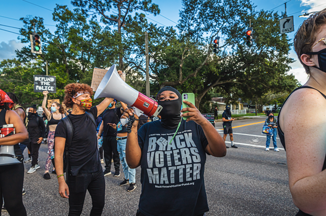 Protesters following a march to Tampa Mayor Jane Castor's house in Tampa, Florida on July 31, 2020. - Dave Decker