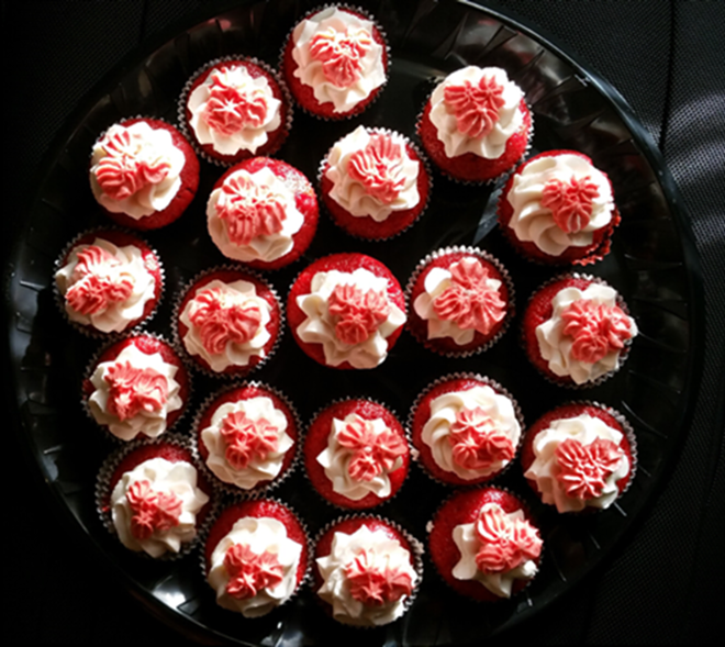 One of the mini desserts Milton whips up: red velvet cupcakes. - Ray's Vegan Soul via Facebook