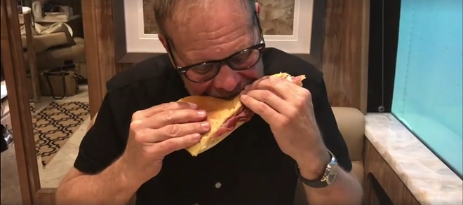 Culinary personality and author Alton Brown dug into a few Tampa Cubans before his stop at the Straz. - ALTON BROWN VIA FACEBOOK