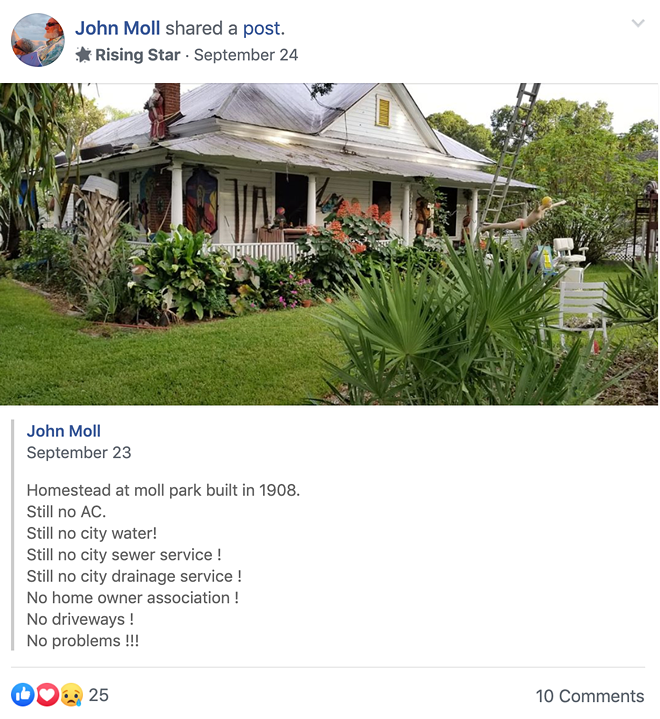 A popular Seminole Heights Facebook group is just another canvas for artist and nudist John Moll