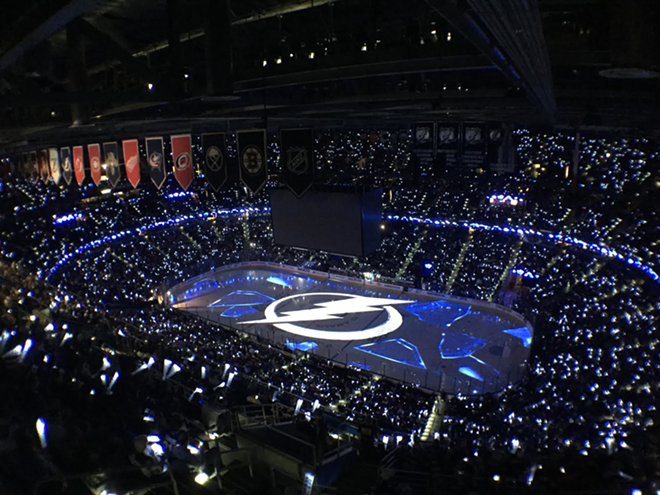 Amalie Arena, home to the Tampa Bay Lightning, was electrifying before the start of Game 6 last night. - Nicole Abbett