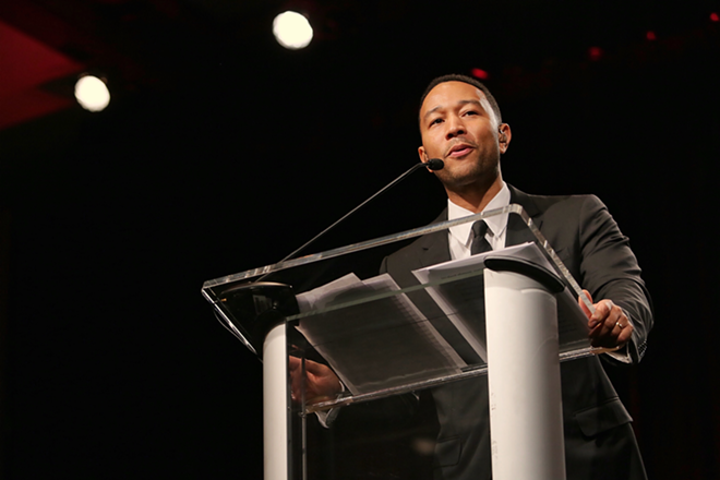 John Legend speaks to the Black, Brown and College Bound summit at Tampa Convention Center in Tampa, Florida on February 23, 2017. - Tracy May