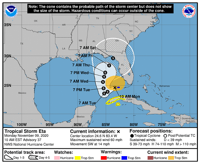 Eta could bring tropical storm conditions to Tampa Bay as early as Wednesday
