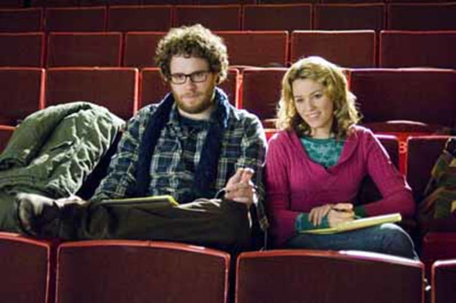 FROM CASH-STRAPPED TO STRAP-ONS: Seth Rogen and Elizabeth Banks are roommates who resort to making blue movies in Zack and Miri Make a Porno. - The Weinstein Company