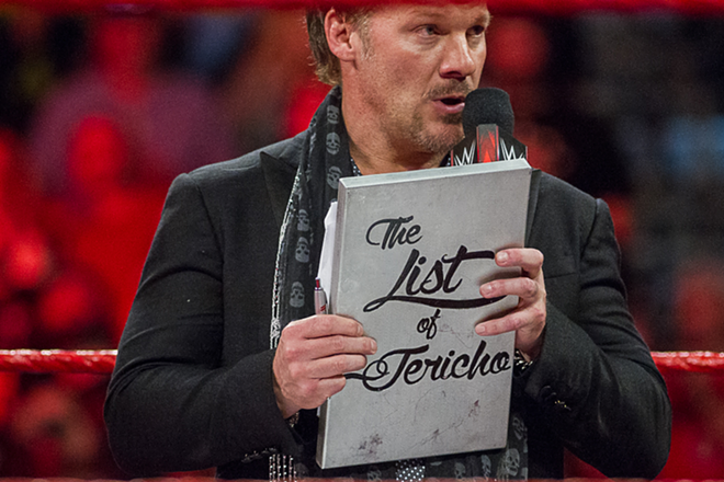 Chris Jericho added Tampa Bay to his "list" after the audience chanted "Goldberg" when he tried to speak. Other names on that list include the fans in Memphis, Tennessee for being "stupid idiots" and "That 70's Show" stars Danny Masterson and Ashton Kutcher for "showing up in L.A." - Tracy May