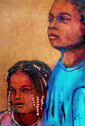 Pictured here: Gulfport artist Cora Marshall's "By the Content of Their Character," work inspired by Dr. Martin Luther Jr.'s speech, "I Have a Dream." 24 inches x 36 inches; acrylics. - Cora Marshall