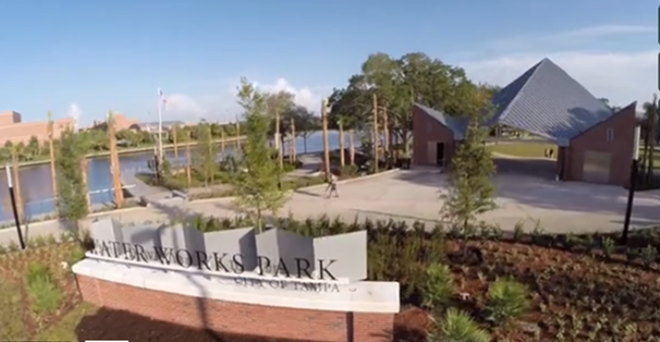 Bird's eye view of revitalized Water Works Park - SCREENSHOT OF NICOLE ABBETT'S VIDEO