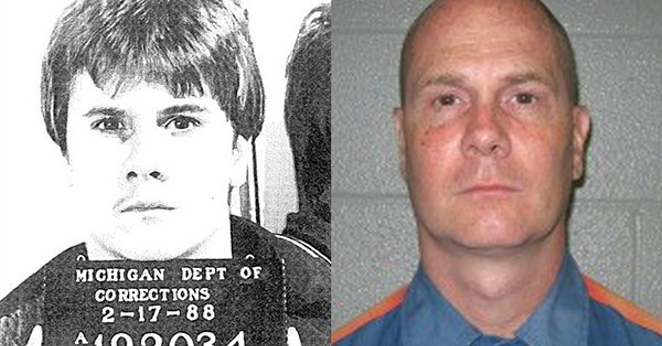 Richard Wershe Jr.'s mugshot circa 1987, left, and circa 2012, right. - Photo via Michigan Dept. of Corrections