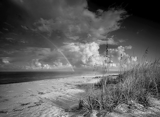 "Casey Key Rainbow" by Clyde Butcher. - Courtesy  Matt Woodside/South Florida Museum, and Paul Tilton/Clyde Butcher's Venice Gallery & Studio