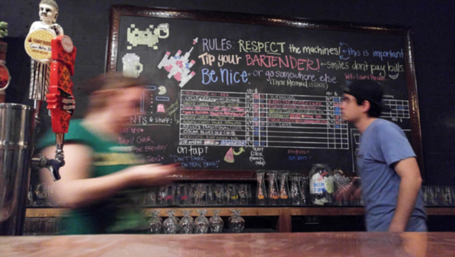 Lowry Parcade's tap list highlighted Angry Chair, Funky Buddha and more. - Meaghan Habuda
