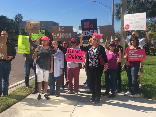 Activists gathered outside Rubio's office on Monday, as they do nearly every day, it seems, nowadays.